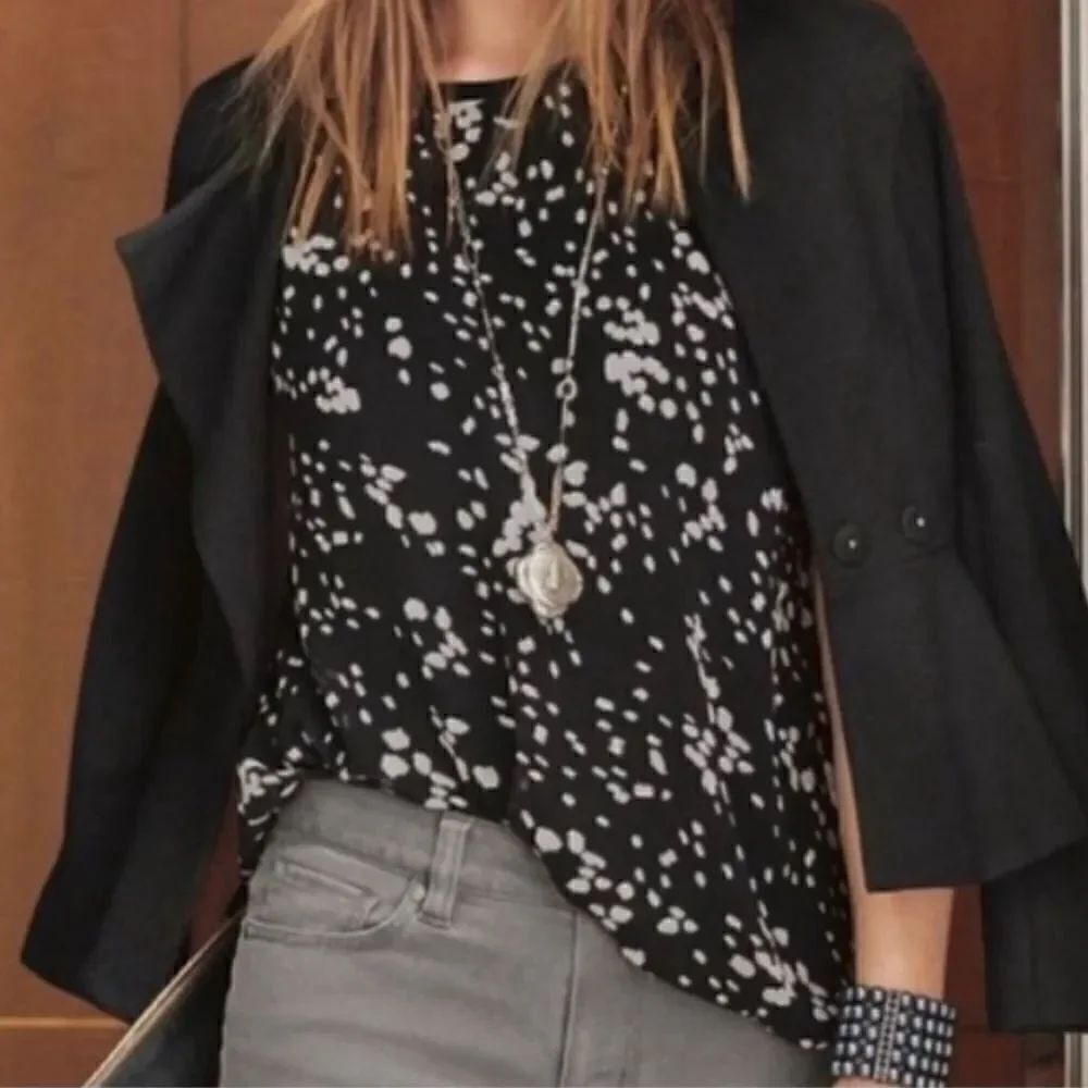 Cabi Cosmos Night Sky Blouse Top Black Gray